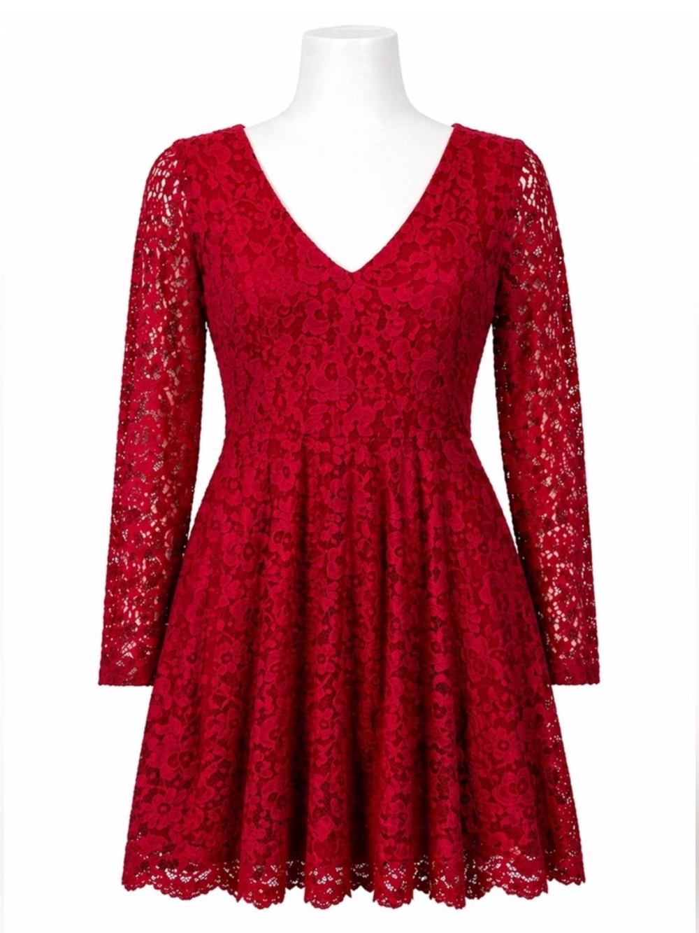 Size 1X Torrid Women’s Red Lace Skater Dress Fit Flare Holiday Party